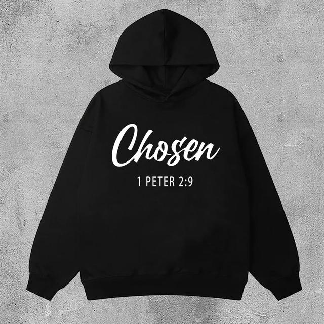 Casual Chosen Print Graphic Pockets Hoodie Product Image