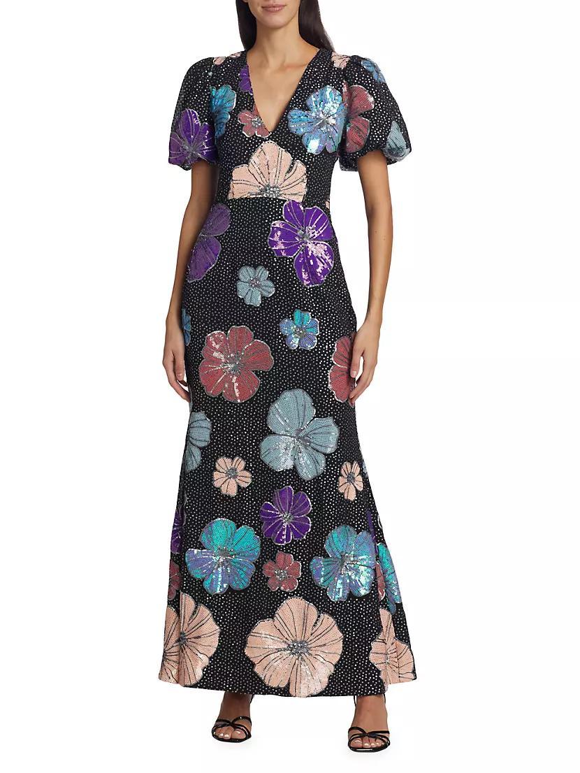 Resort Minka Floral Sequin Gown Product Image