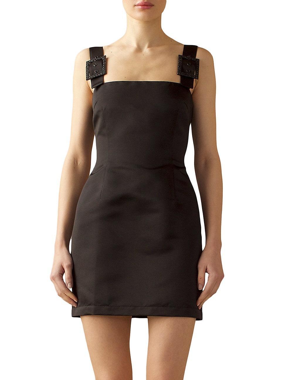 Womens Satin Crystal-Buckle Straps Minidress Product Image