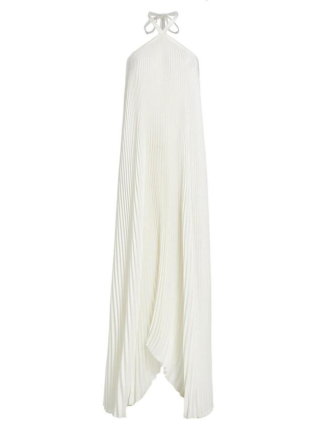 Womens Asymmetric Pleated Halter Gown Product Image