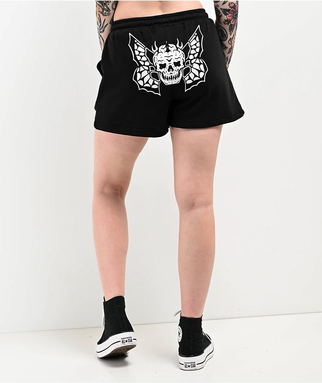 Lurking Class by Sketchy Tank Skull Fly Black Sweat Shorts Product Image