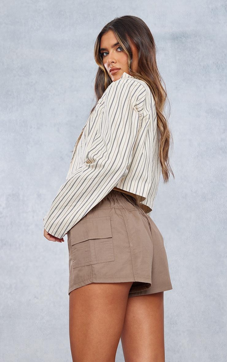 Cream Pinstripe Boxy Cropped Blazer Product Image