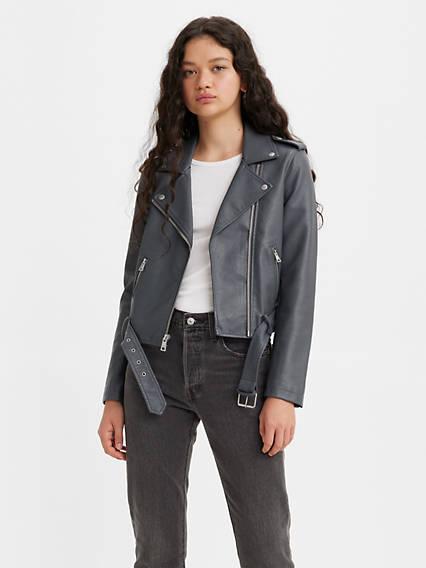 Levis Belted Faux Leather Moto Jacket - Womens Product Image