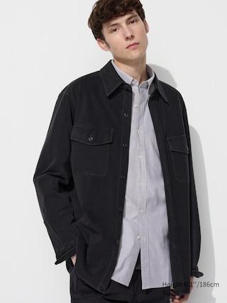 Mens Jersey Overshirt Denim Black Large UNIQLO US Product Image