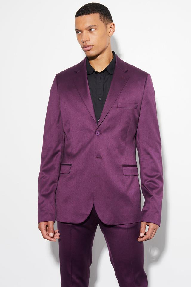 Tall Skinny Satin Suit Jacket | boohooMAN USA Product Image