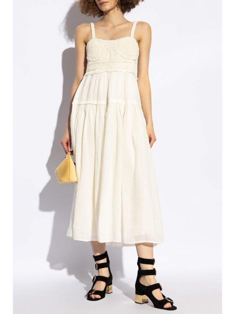 Gisella Crochet-detailed Midi Dress In White Product Image