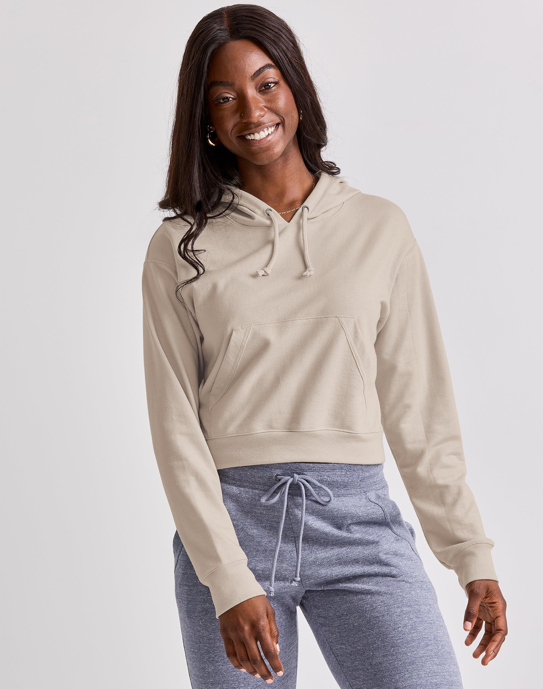 Womens Hanes Cropped Fleece Hoodie Product Image