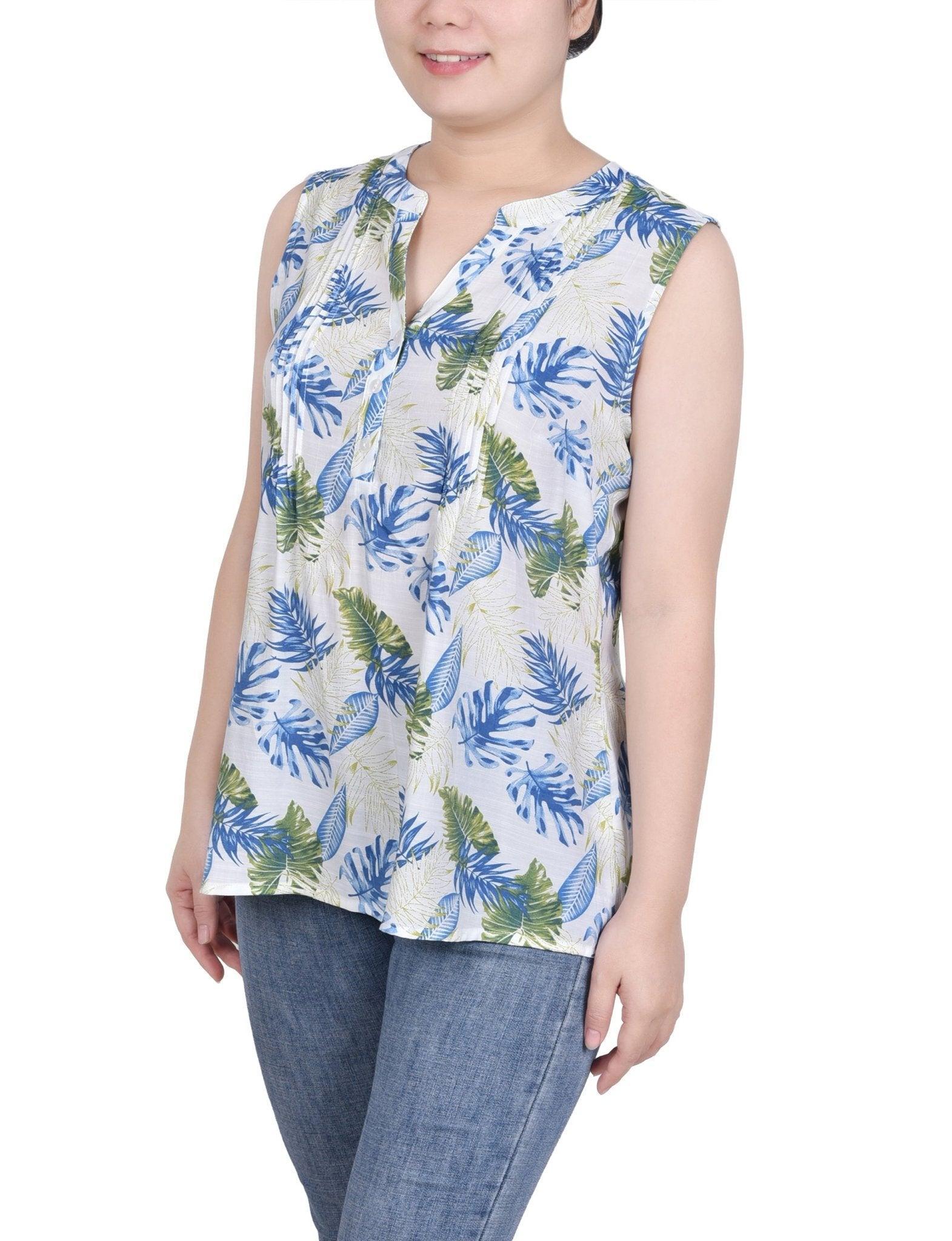 Sleeveless Pintucked Blouse - Petite Product Image