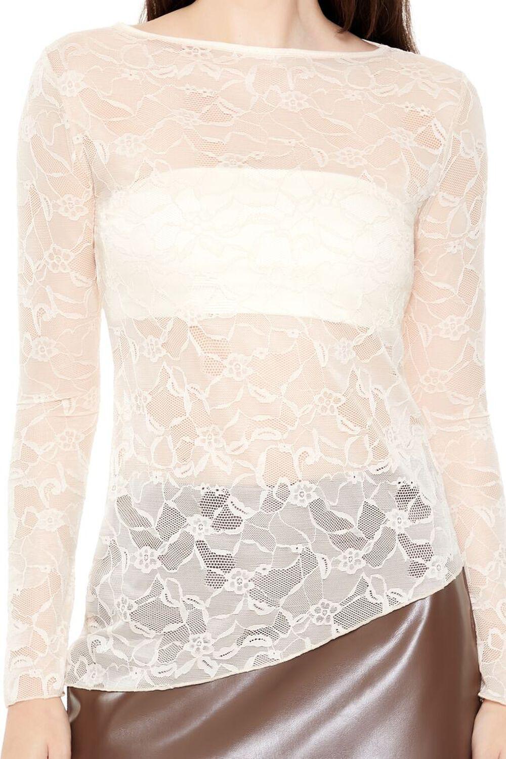 Asymmetrical Sheer Lace Top | Forever 21 Product Image