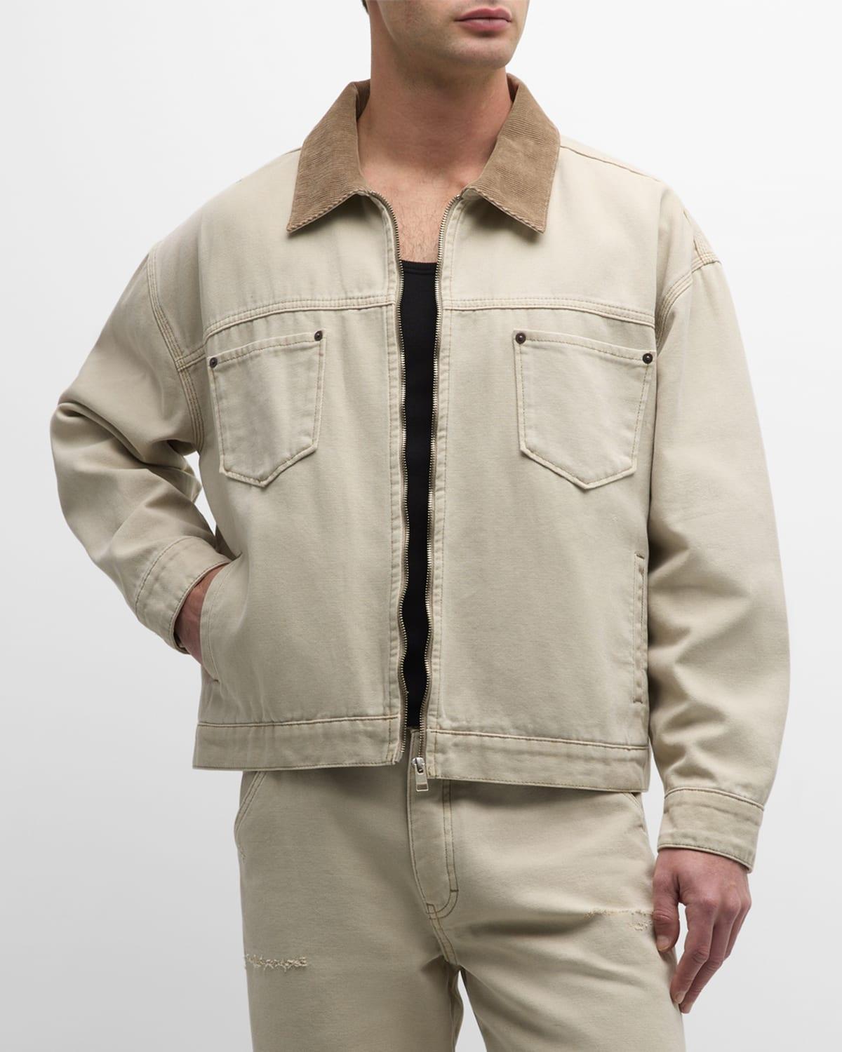 Mens Canvas Trucker Jacket with Contrast Collar Product Image