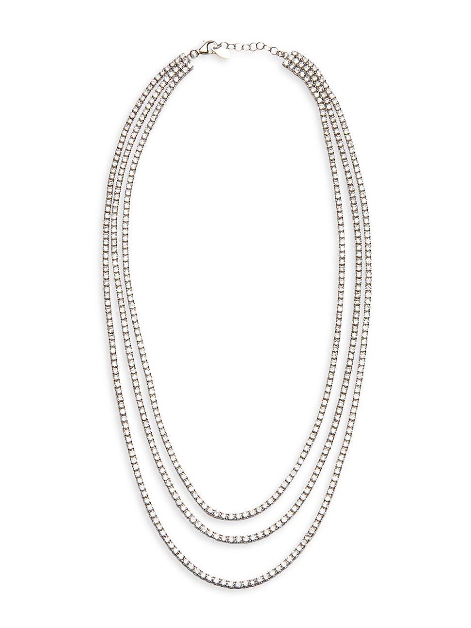 Womens The Collection Tiered Rhodium Vermeil & Crystal Tennis Necklace Product Image