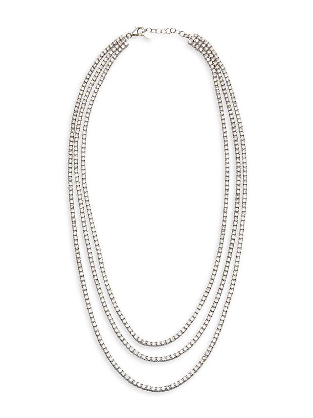 Womens The Collection Tiered Rhodium Vermeil & Crystal Tennis Necklace Product Image