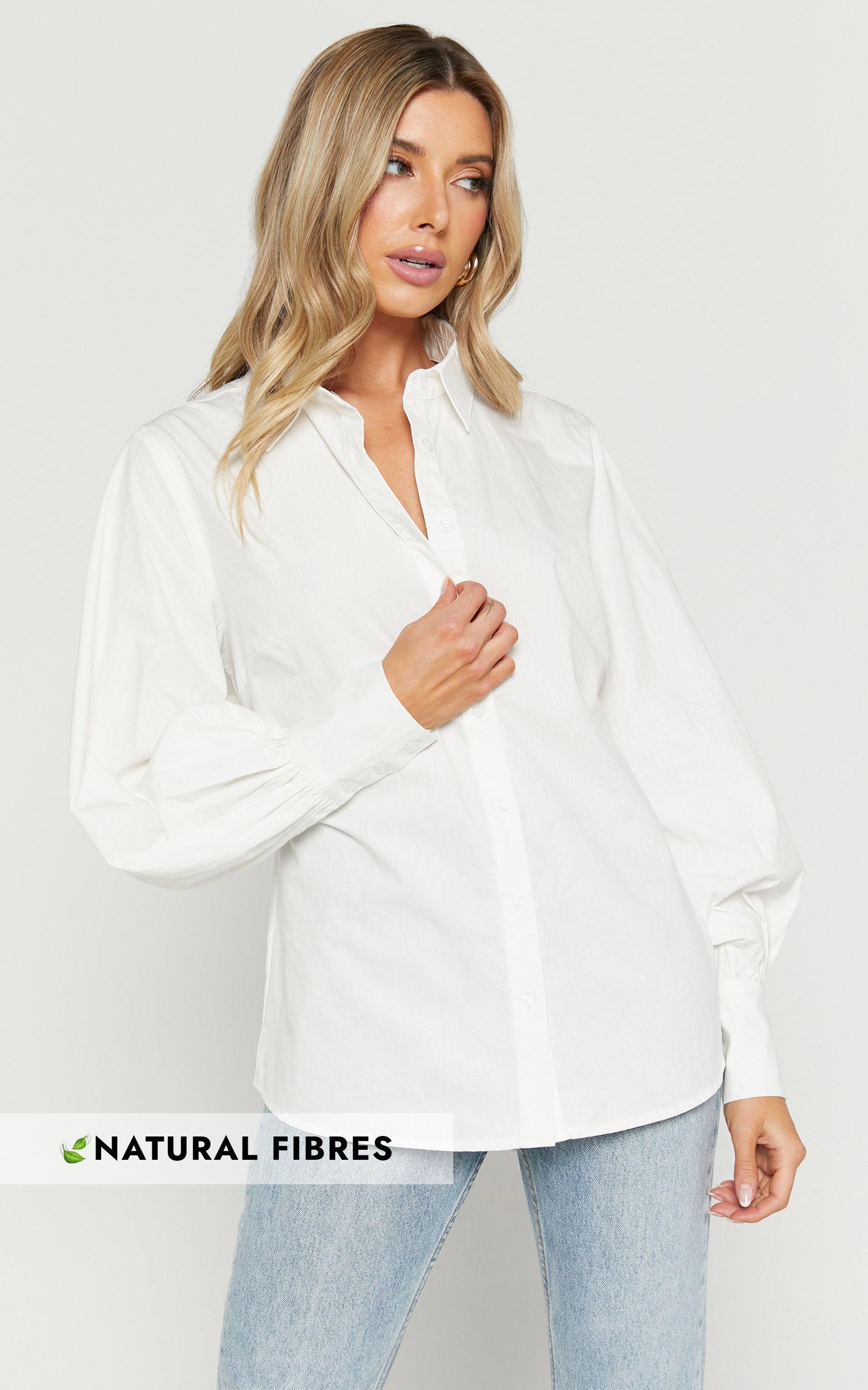 Tansu Long Sleeve Tie Back Shirt in White Product Image