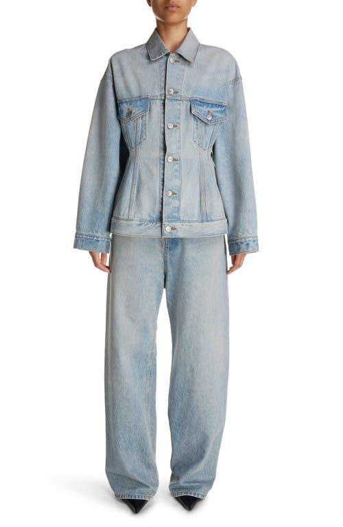 BALENCIAGA Denim Hourglass Jacket In Light Indigo Madder Product Image