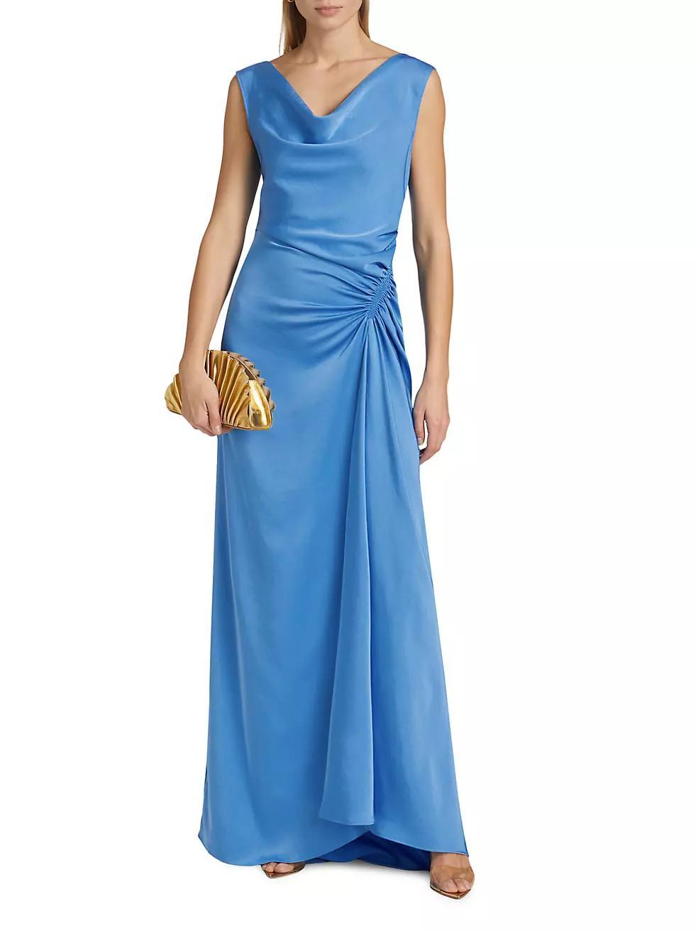 Ophelia Satin Draped Maxi Dress Product Image