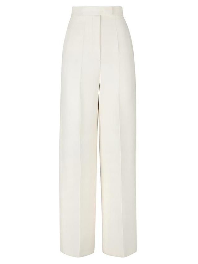 Womens Pleated Wool & Silk Pants - White - Size 6 - White - Size 6 Product Image