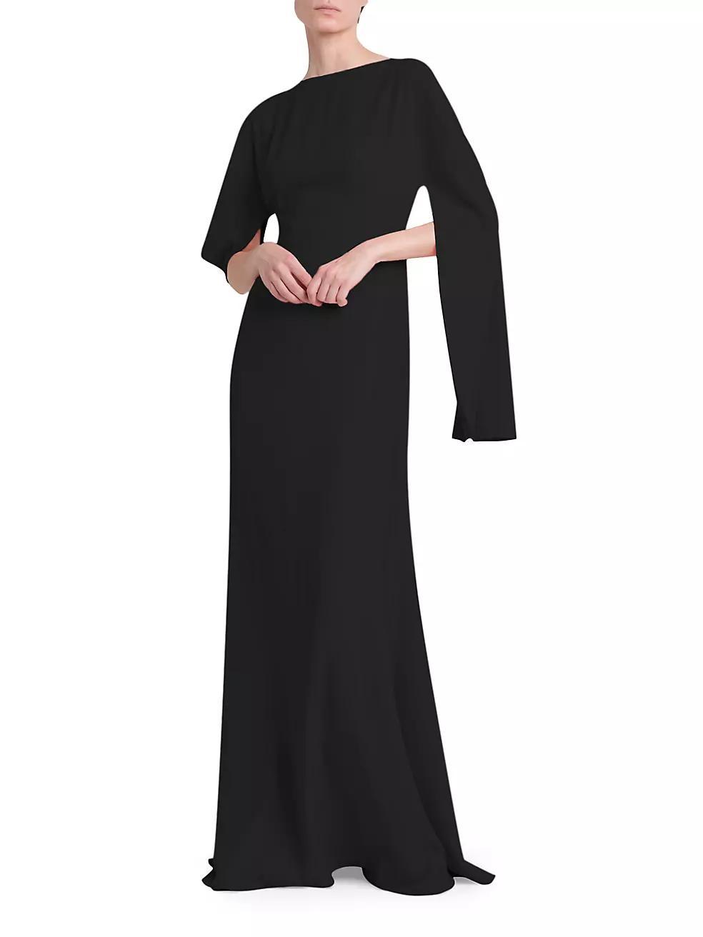 Womens Crepe Asymmetric Cape-Sleeve Gown Product Image