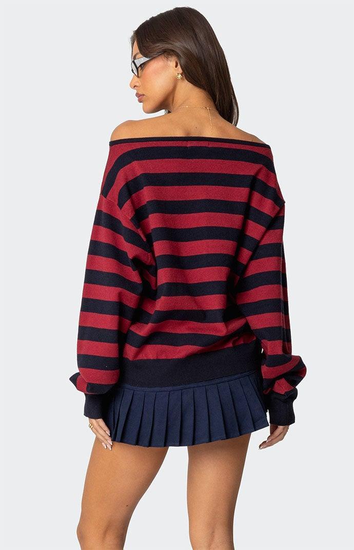 Edikted Women's Sterling Striped Off Shoulder Sweater - Product Image