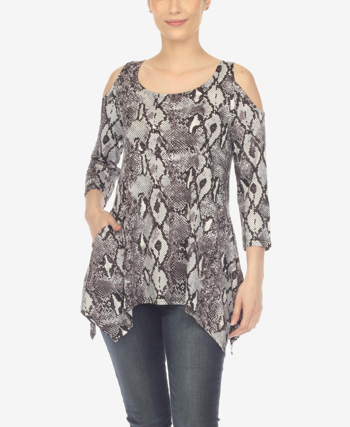 Womens Snake Print Cold Shoulder Tunic Product Image