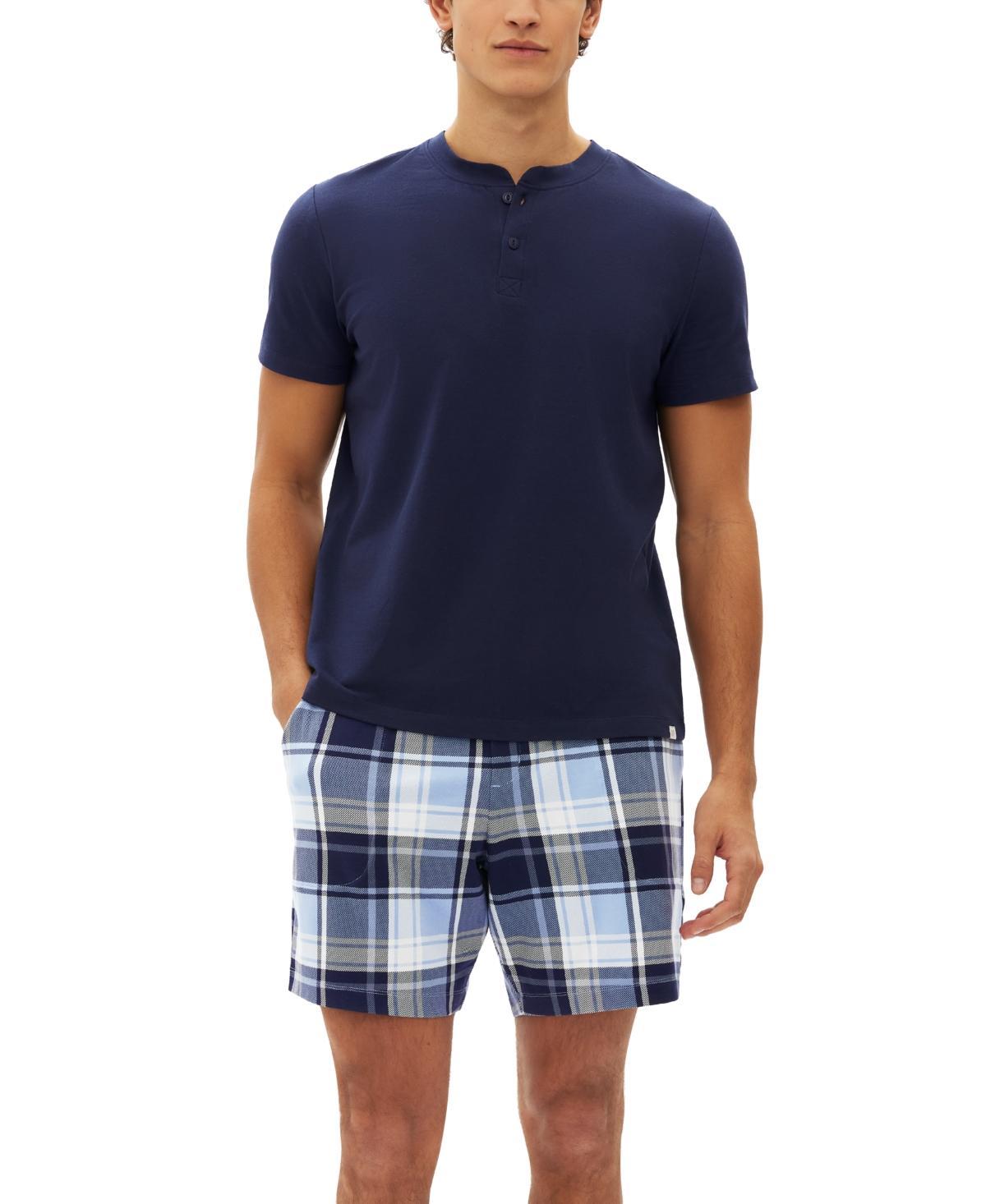 Gap Mens 2-Pc. Solid Henley & Plaid Pajama Shorts Set Product Image