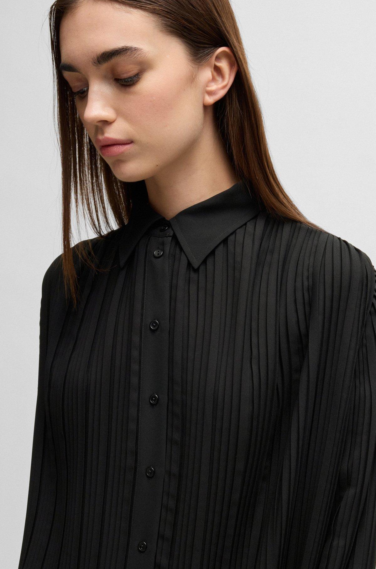 Regular-fit blouse in plissé crepe Product Image