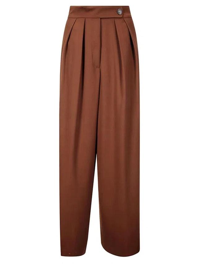 Pleated Trousers In Brown Product Image