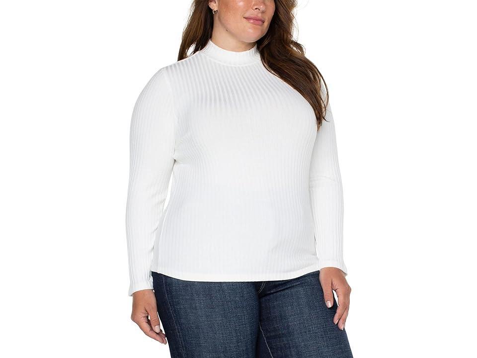 Liverpool Los Angeles Plus Size Mock Neck Long Sleeve Tee (Snow) Women's Clothing Product Image