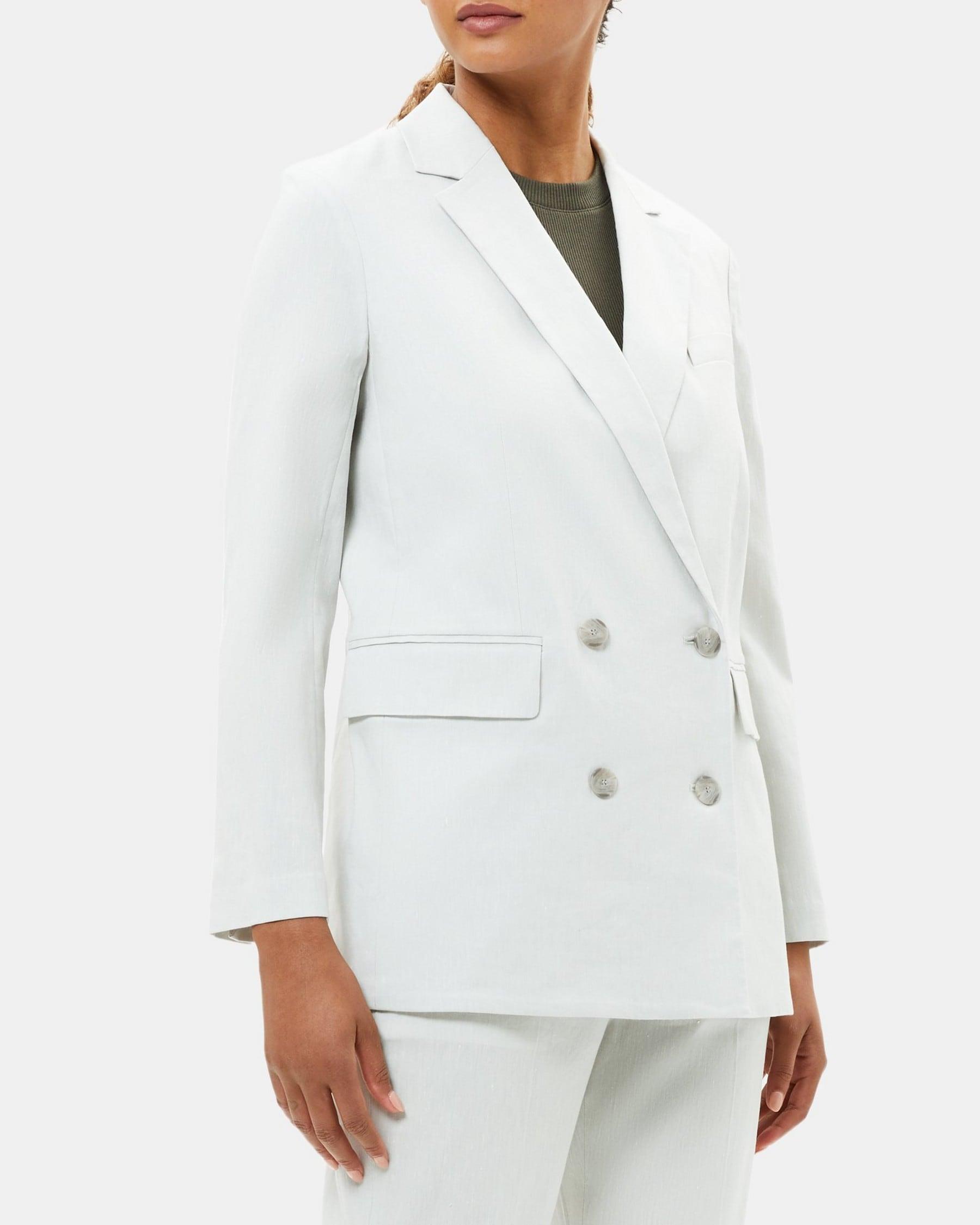 Double-Breasted Jacket in Linen Blend Mélange Product Image