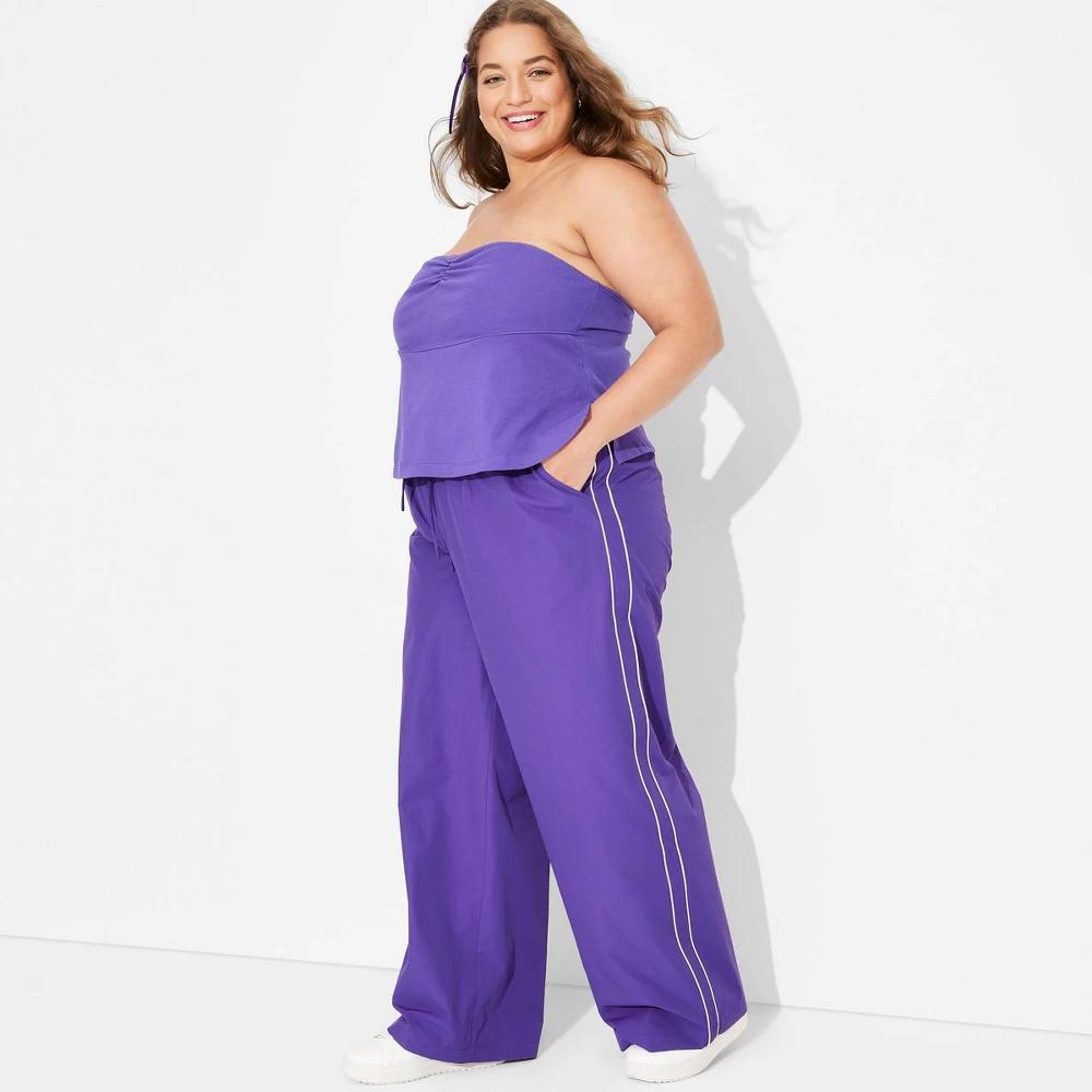 Womens Game Day Mid-Rise Wide Leg Track Pants - Wild Fable Purple XXL Product Image