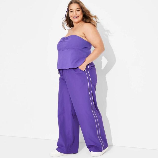 Womens Game Day Mid-Rise Wide Leg Track Pants - Wild Fable Purple 1X Product Image