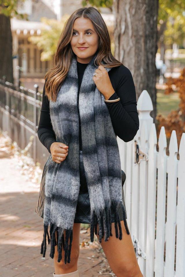 Black Striped Blanket Scarf Product Image