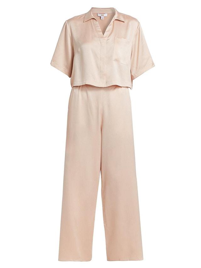 Womens Washable Silk High-Rise Pants 2-Piece Pajama Set Product Image