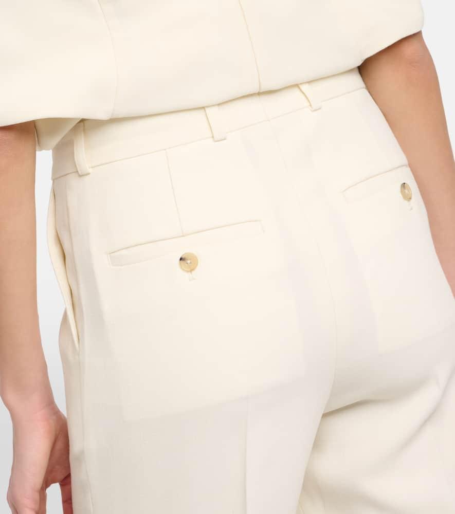 High-rise Crêpe Straight Pants In White Product Image