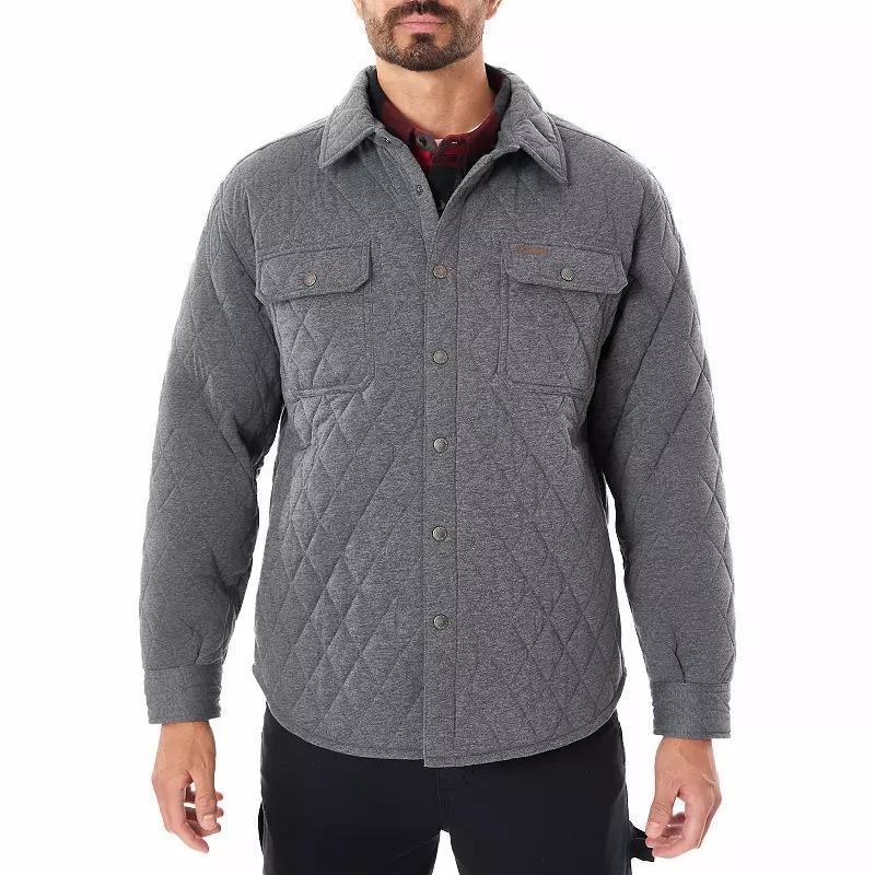 Mens Smiths Workwear Snap Closure Diamond Quilted Shirt Jacket Grey Heather Product Image