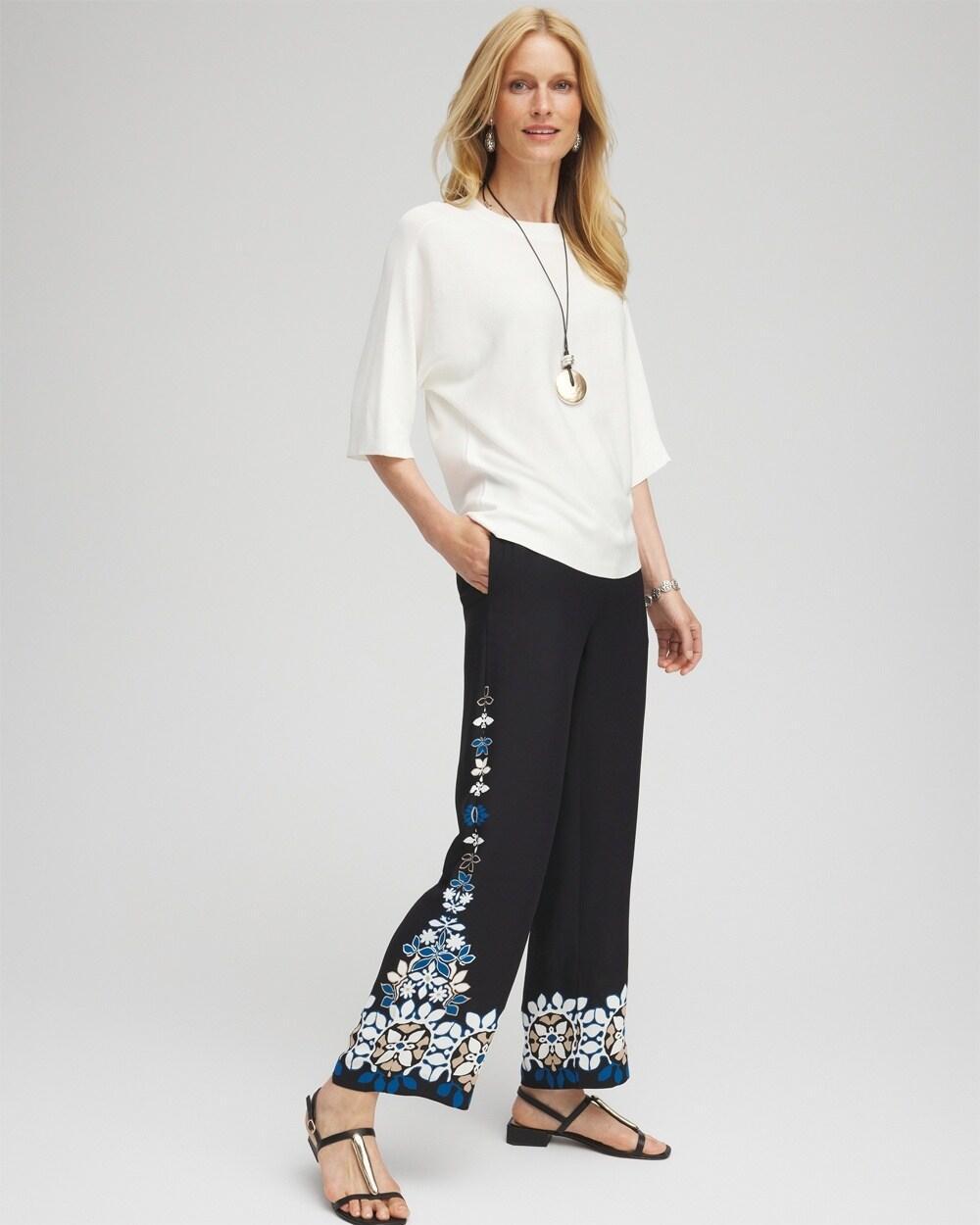 Placed Floral Print Soft Cropped Pants Product Image