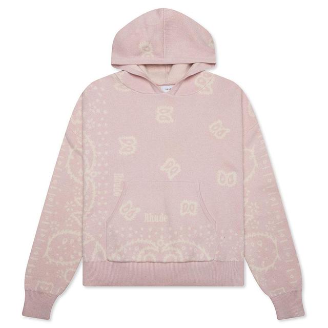 Knit Bandana Hoodie - Pink/White Male Product Image