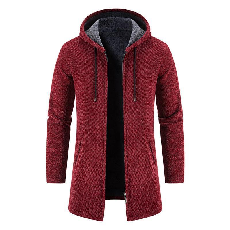 Hooded Knit Zip-Up Jacket Product Image