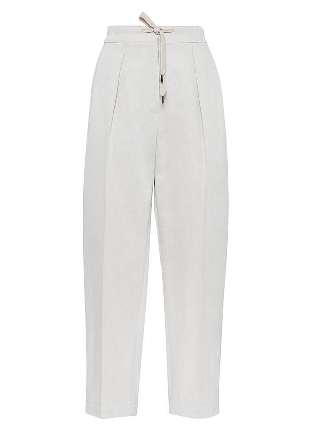 Womens Cotton and Linen Gabardine Slouchy Trousers Product Image