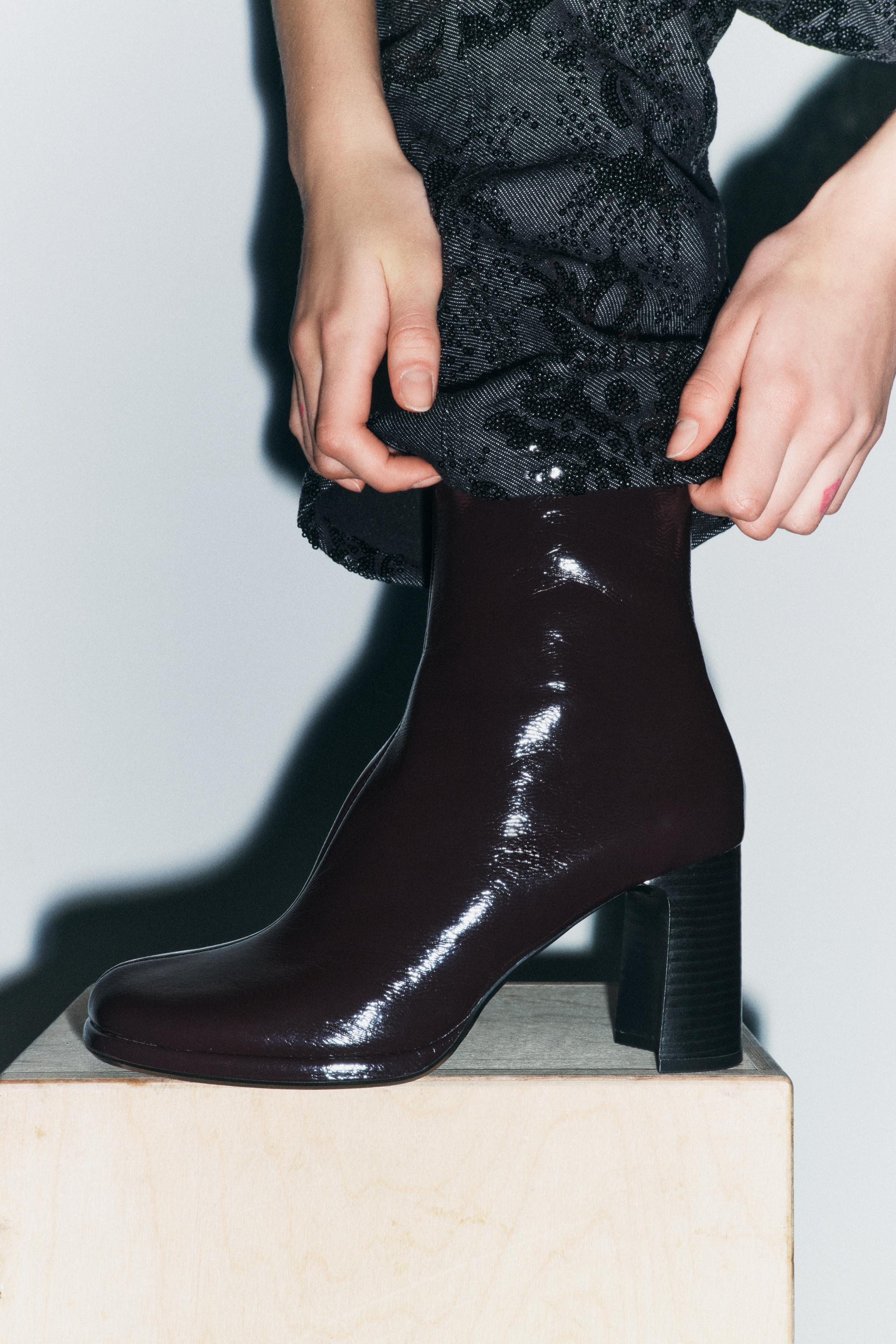 FAUX PATENT LEATHER HEELED ANKLE BOOTS Product Image