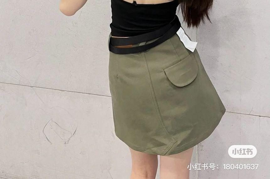 High Rise Plain Mini A-Line Skirt Product Image