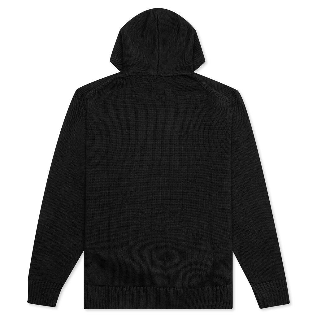 Logo Knit Hooded Sweater - Black Male Product Image