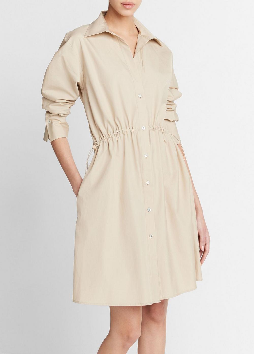 Cotton Drawcord Ruched Shirt Dress Product Image