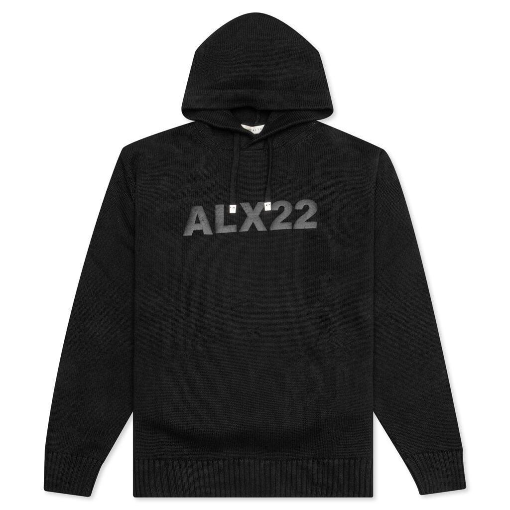 Logo Knit Hooded Sweater - Black Male Product Image