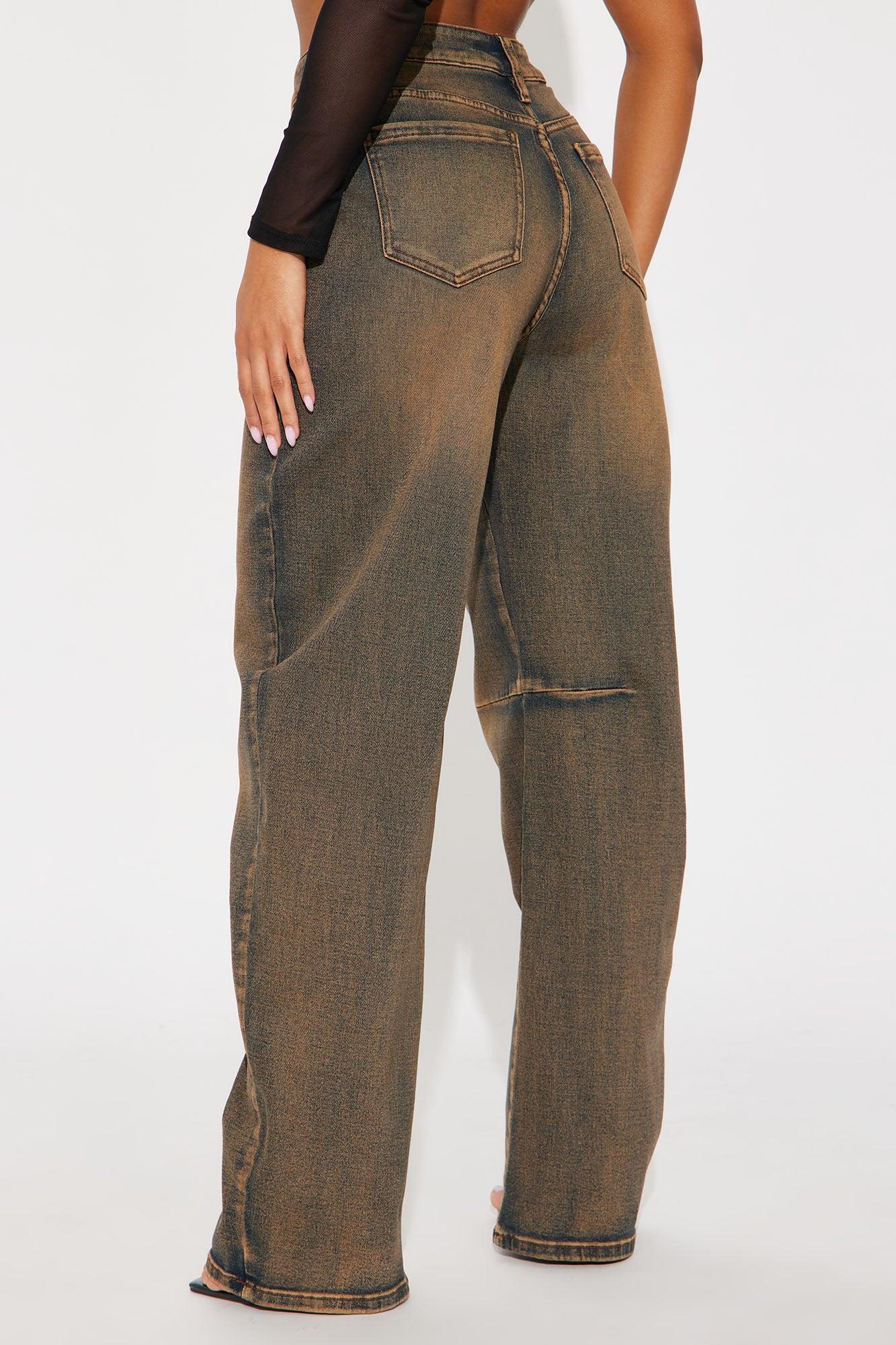 Bring Back Memories Stretch Tapered Leg Jeans - Brown Product Image