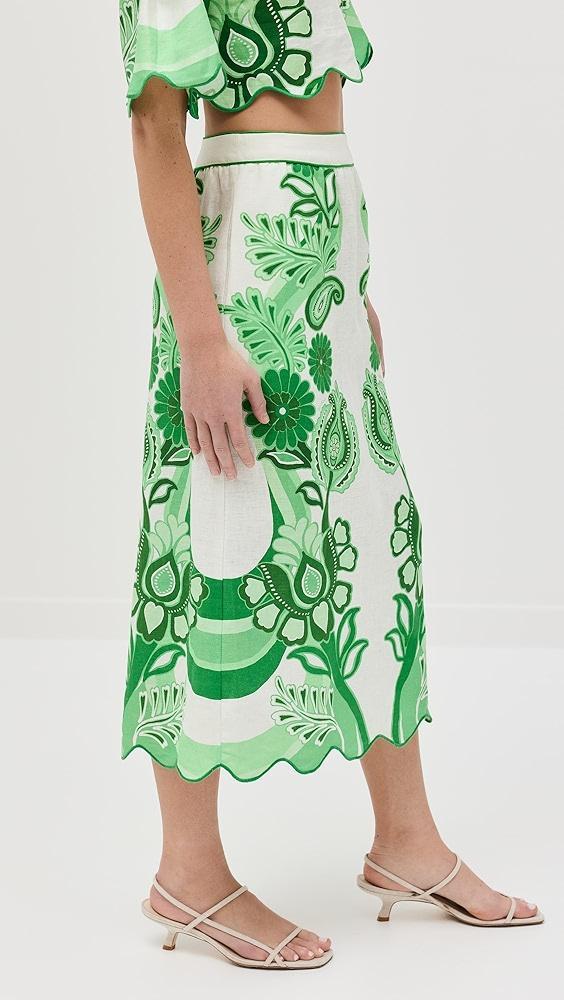 FARM Rio Color Festival Green Midi Skirt | Shopbop Product Image