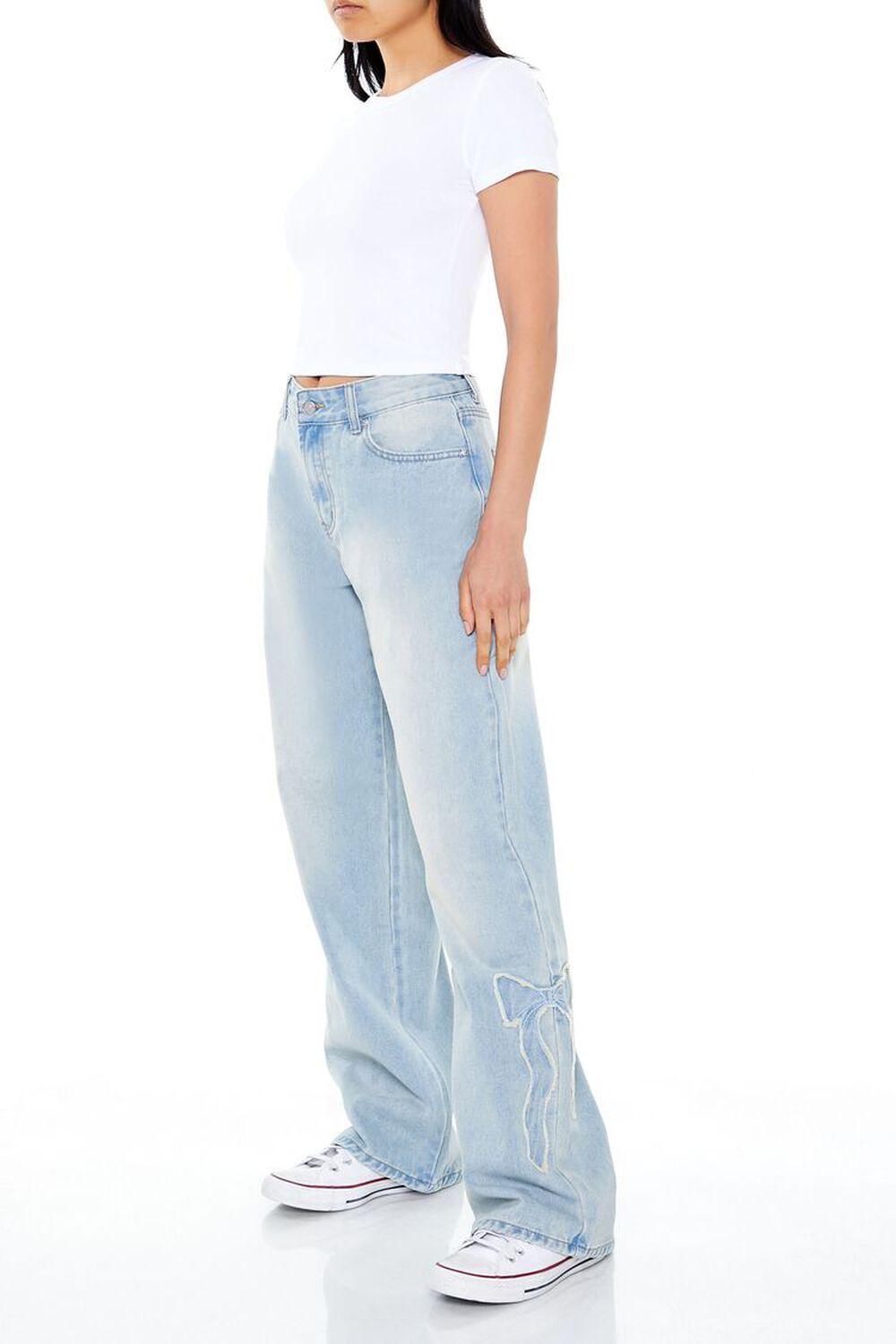 Frayed Bow Mid-Rise Baggy Jeans | Forever 21 Product Image