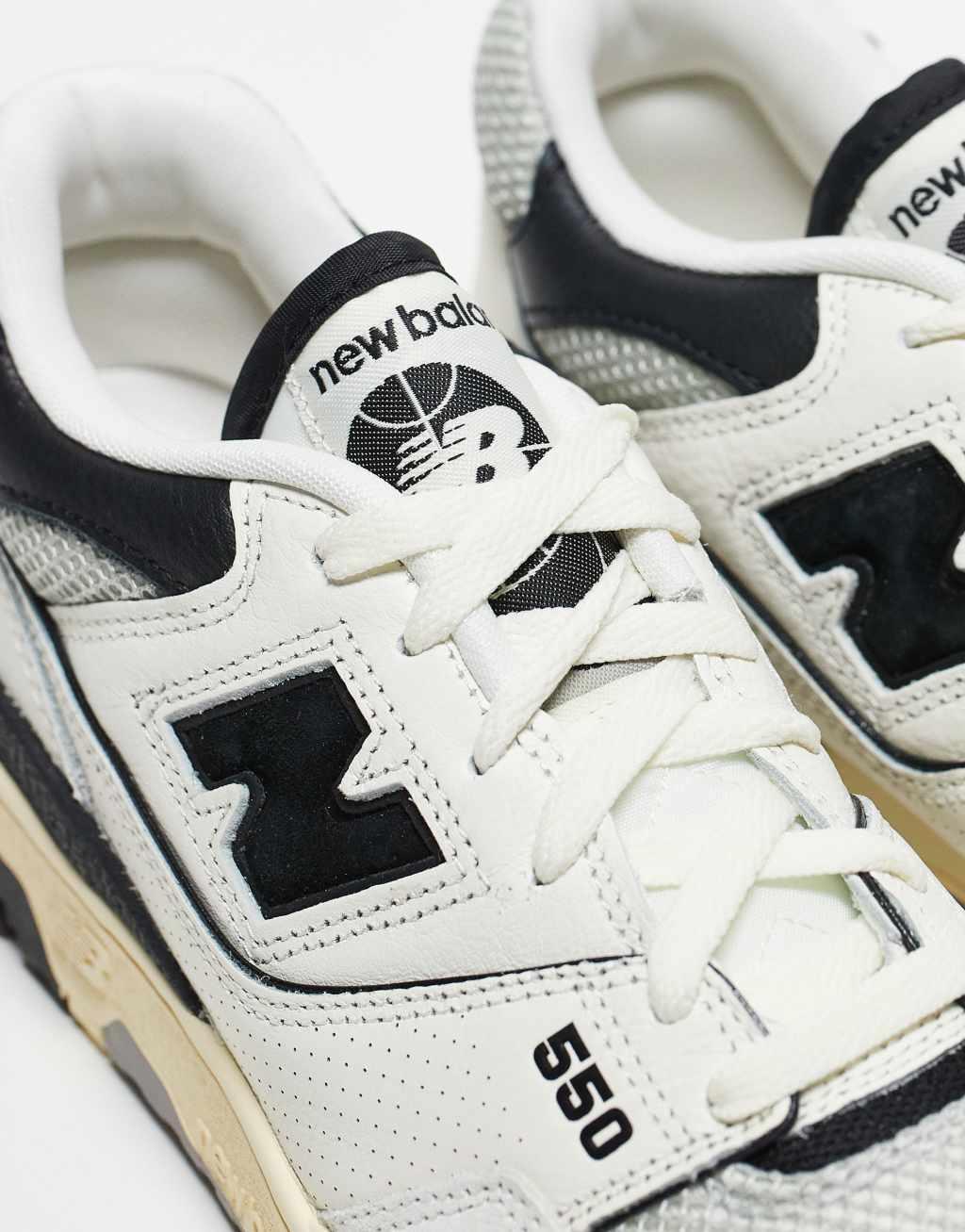 New Balance 550 sneakers in white with black and gray detail Product Image