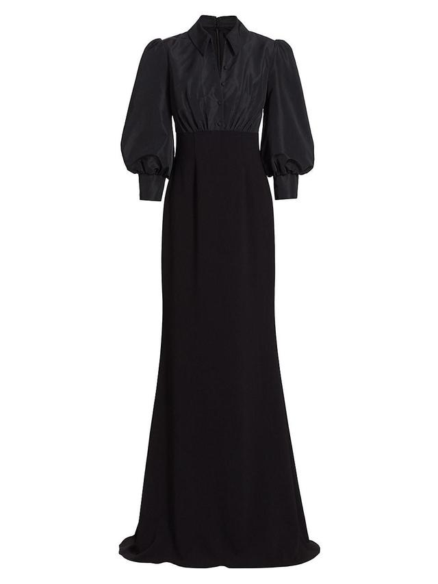 Womens Taffeta-Crepe Bishop-Sleeve Gown Product Image