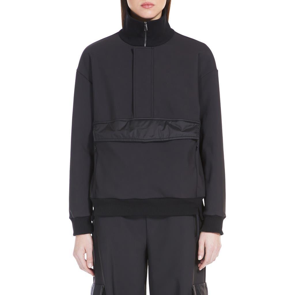 MAX MARA Porfido Mixed Media Half-zip Sweatshirt In Schwarz product image