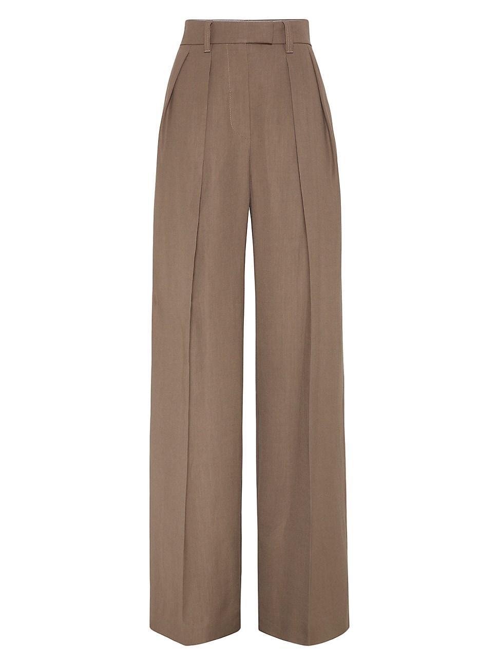 Womens Viscose and Linen Fluid Twill Sartorial Wide Trousers product image